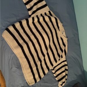 Zara Black and Cream Striped Sweater